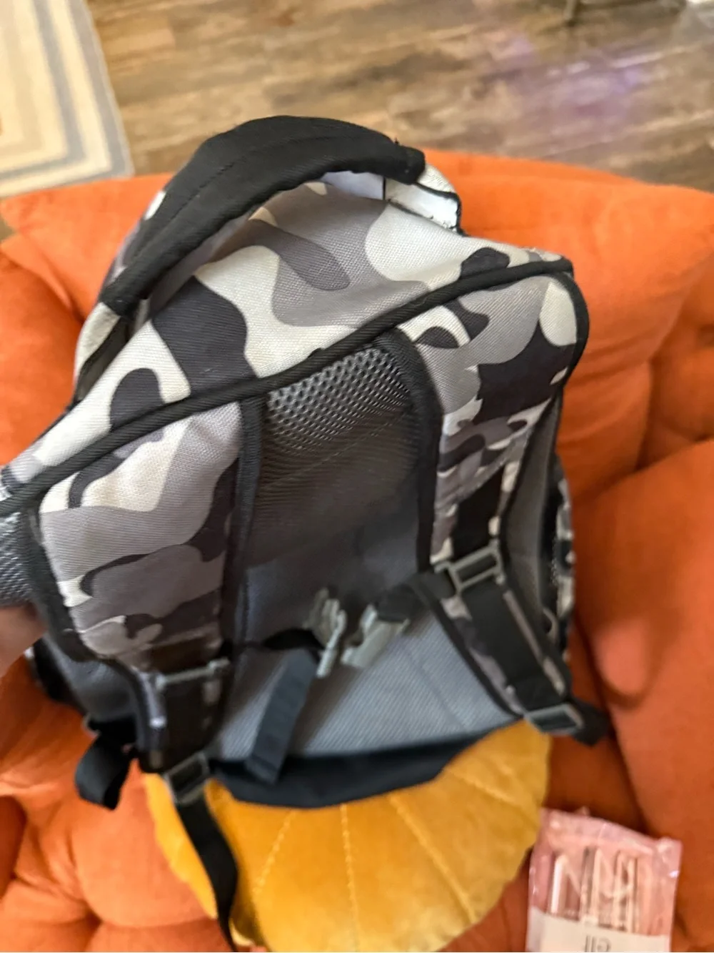 Pottery Barn Kids Grey Camo Backpack with Reflective Straps